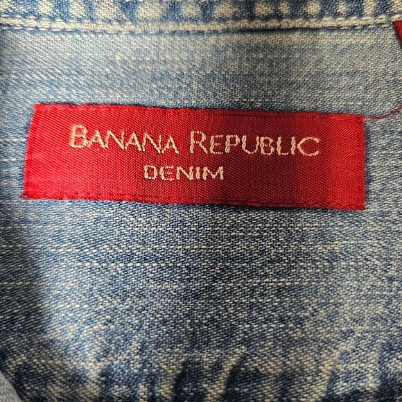 Banana Republic Classic 100% Cotton Denim Button Up Staple Light Wash Medium - Picture 4 of 8